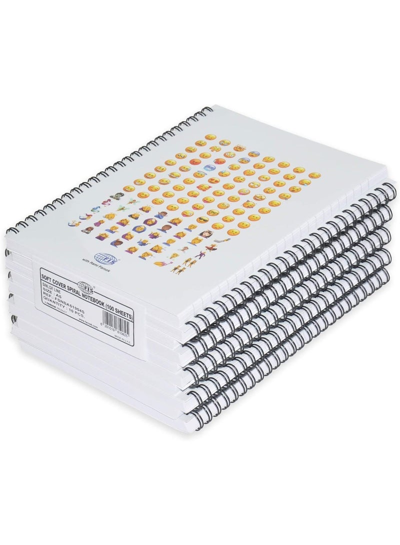 FIS Spiral Soft Cover Notebook Single Line A5, 100-Sheets 10-Piece - FSNBA51904S - Image 1